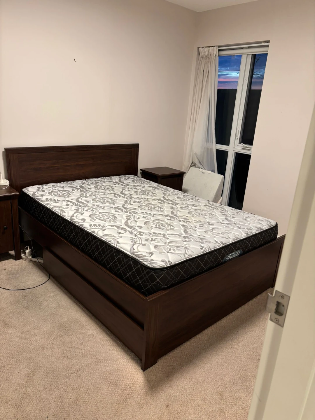 Dark Wood Bed Frame with Storage