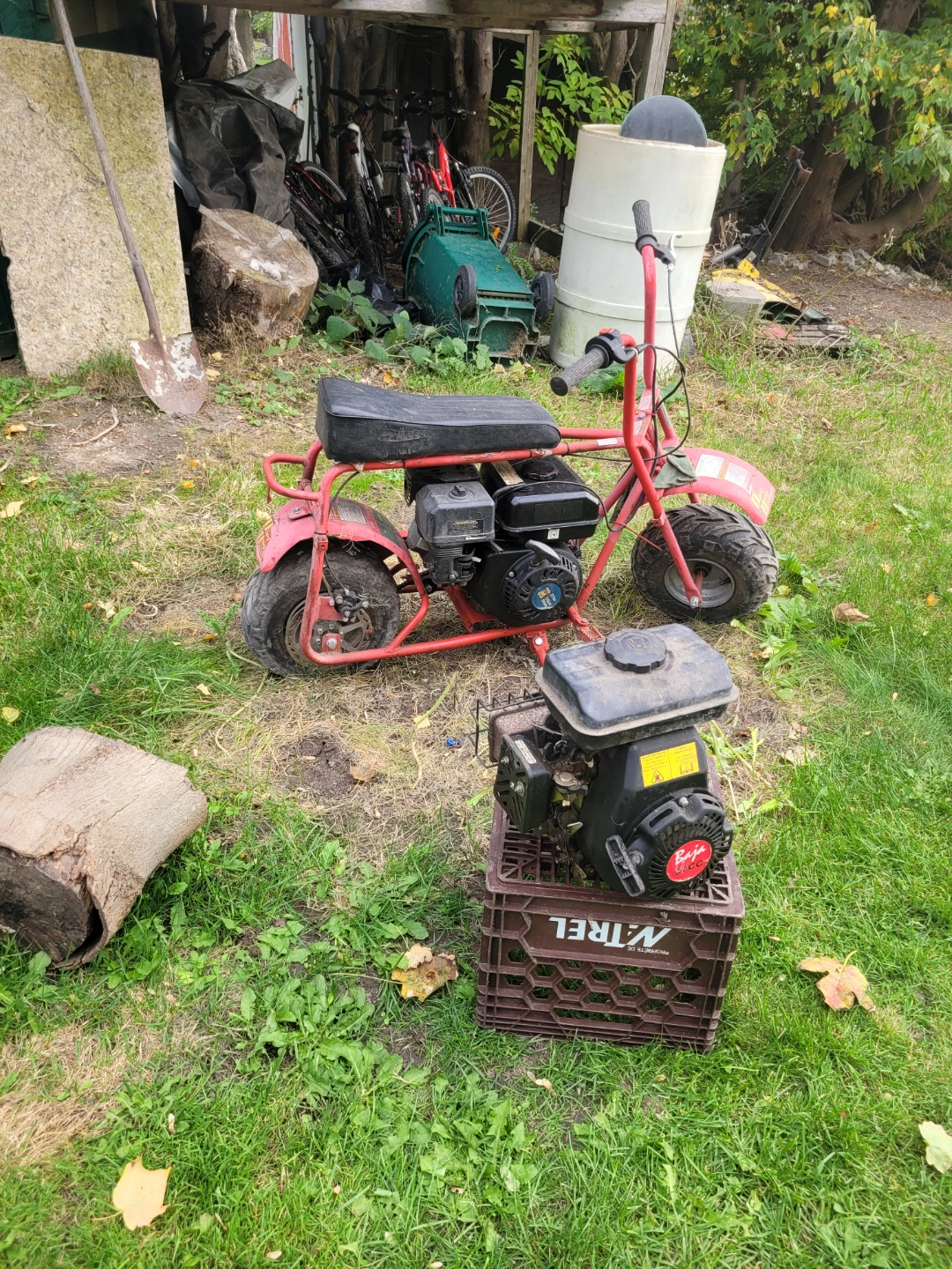 1 red 225 cc Baja Mini Bike + 98 cc  Engine