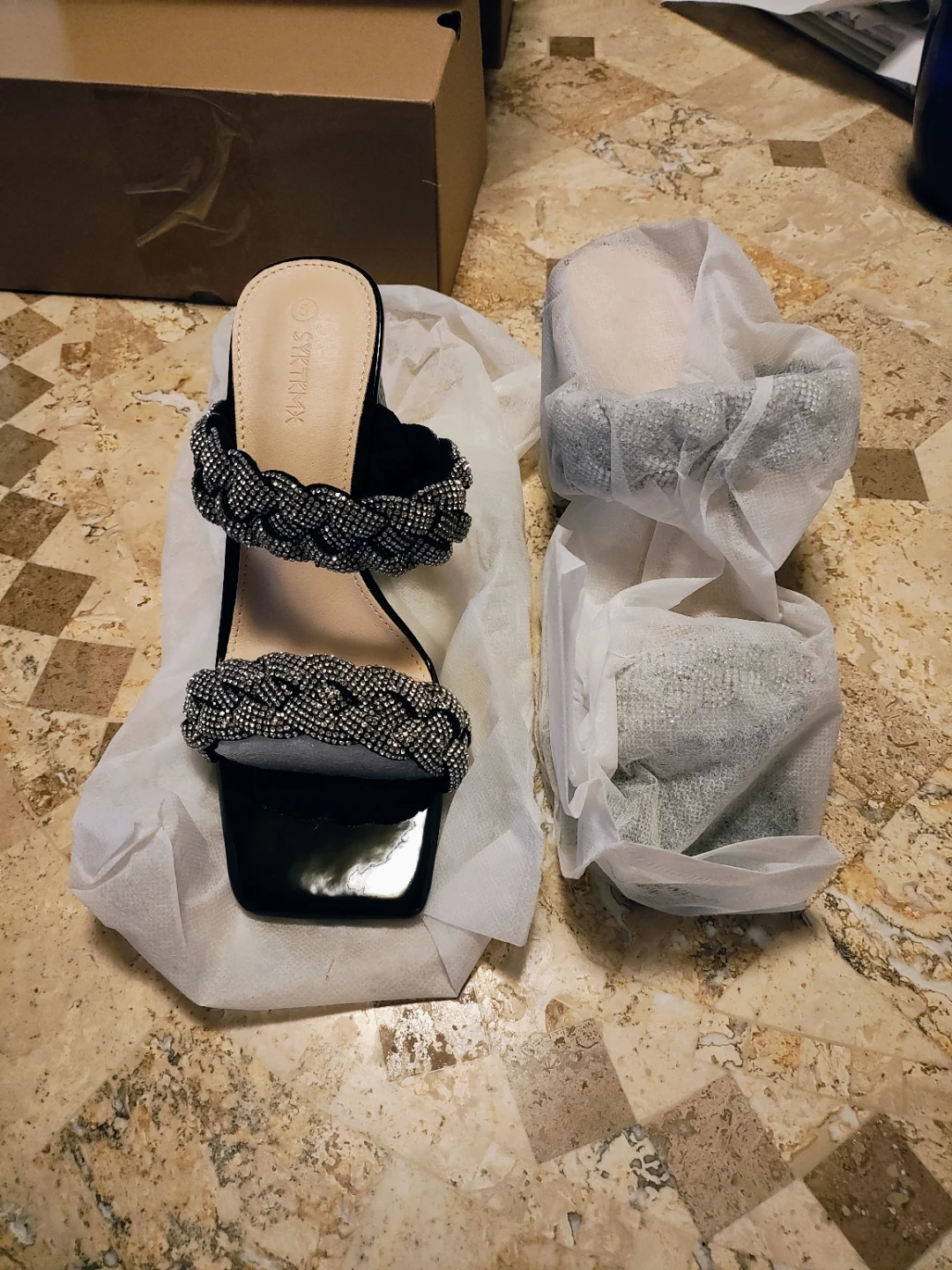 SYRTKMX Rhinestone Block Heel Sandals - photo 4