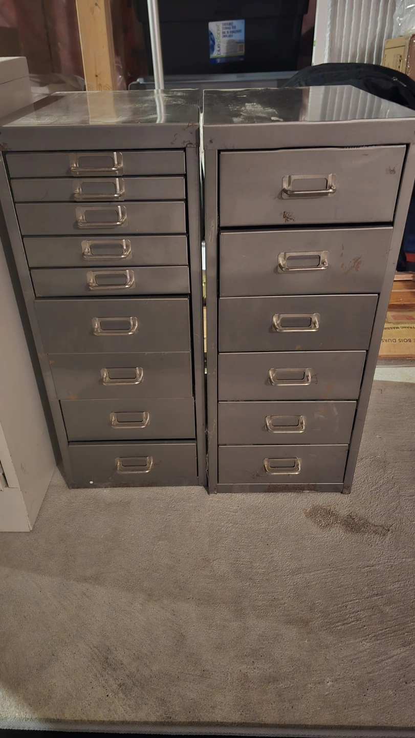 Two Metal Storage Cabinets with Drawers