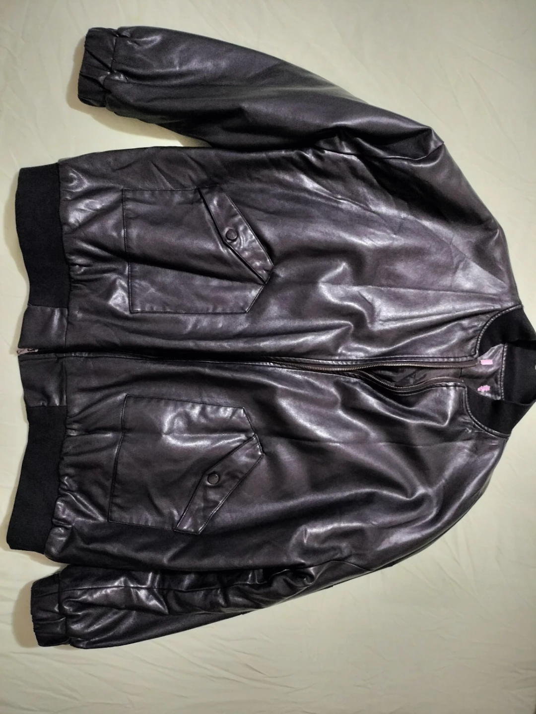 Brown Faux Leather Bomber Jacket - photo 2