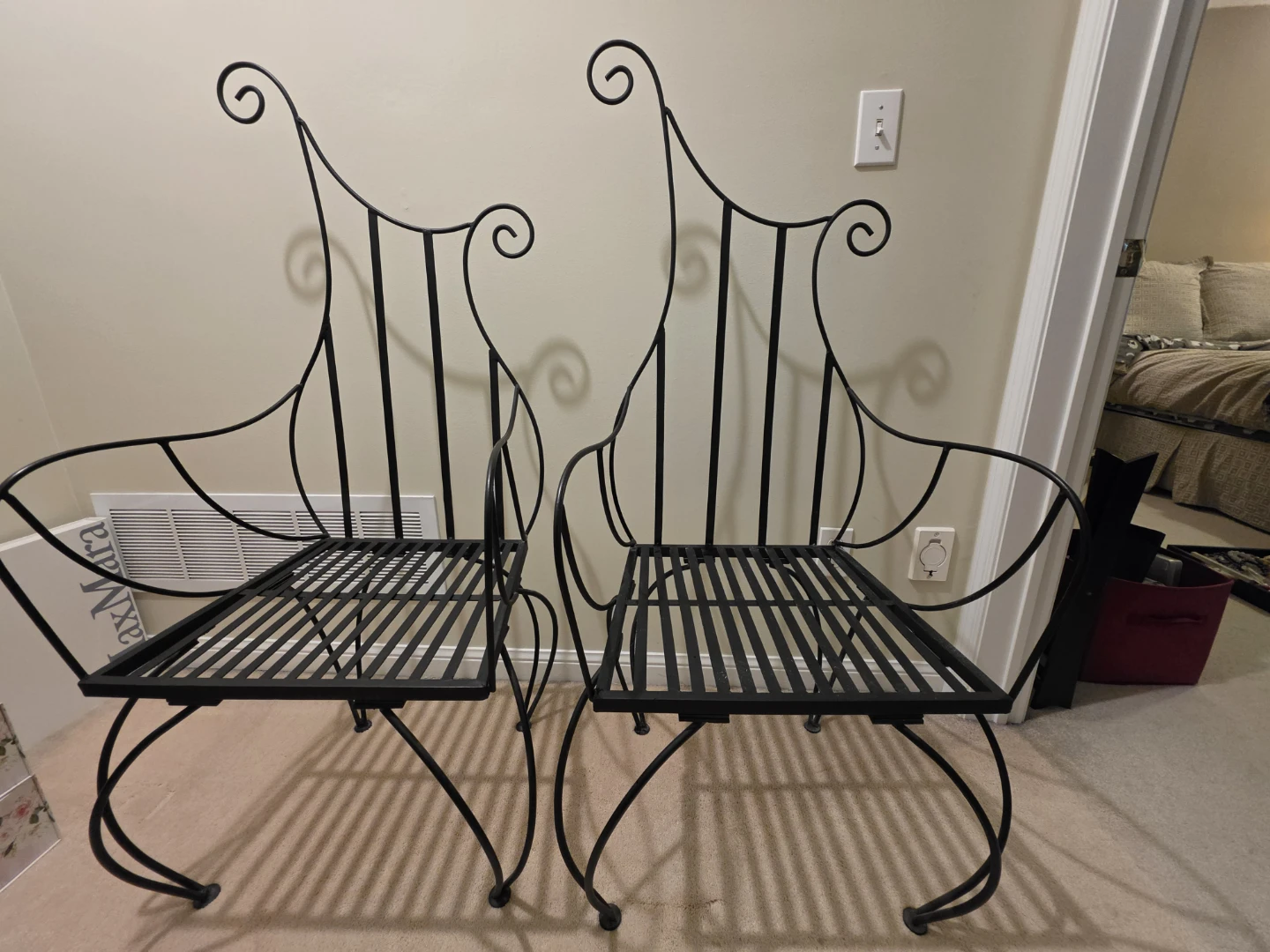 Two Eccentric Vintage Wrought Iron Chairs