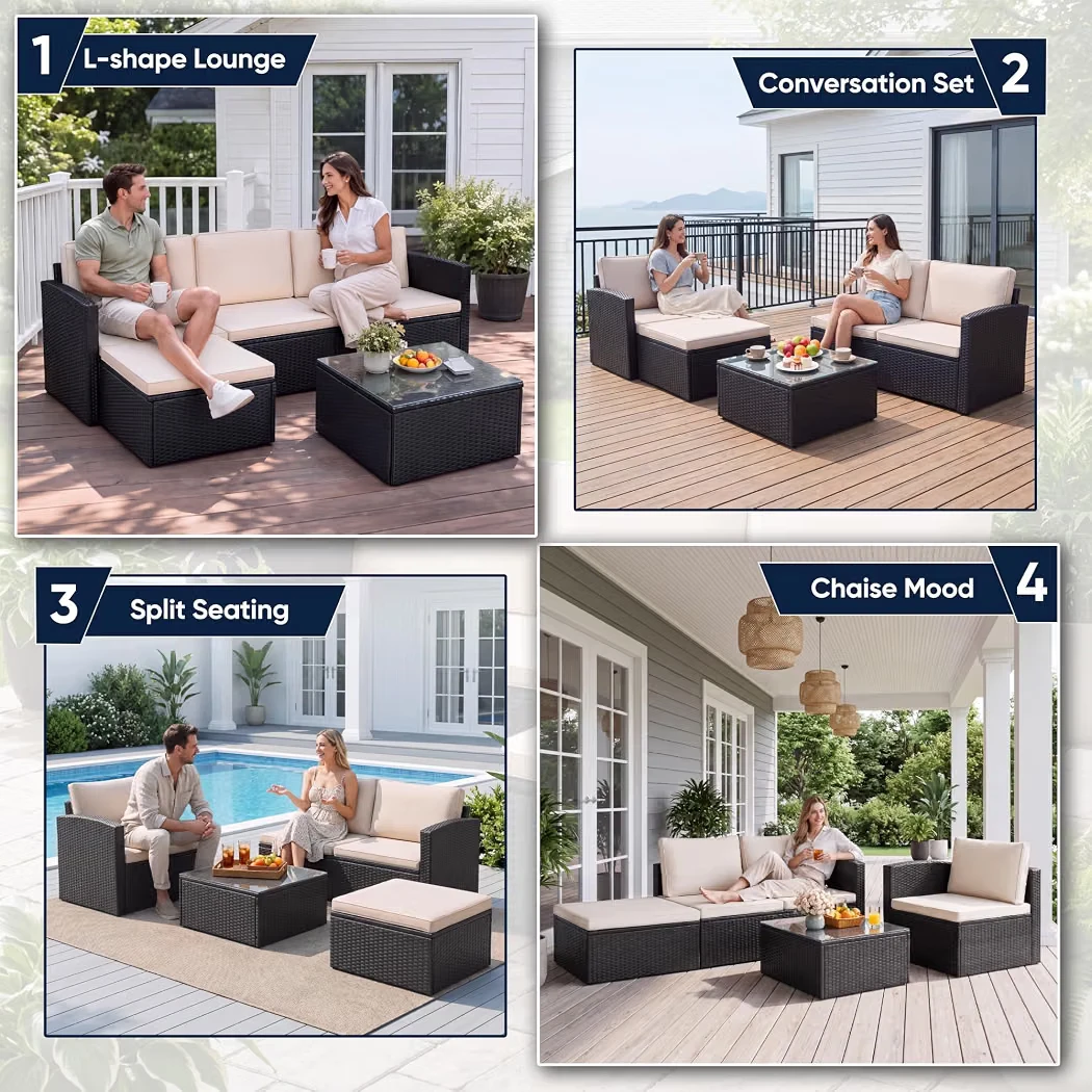 NEW In 2 Box (fit to SUV) 5Pc Beige Patio Furniture Set - photo 2
