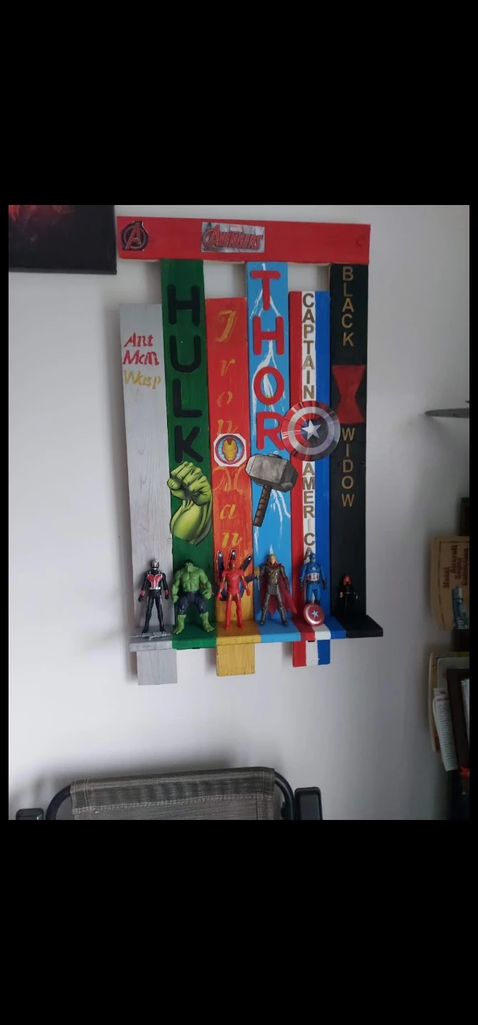 Handmade Marvel Avengers wall display shelf