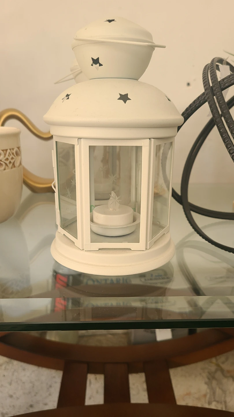 White Metal Star Cutout Lantern