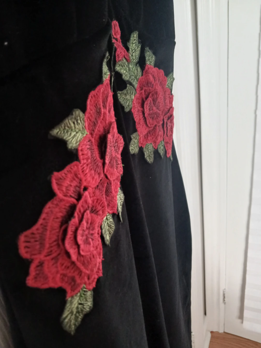 Venus Black Velvet Rose Embroidered Dress - photo 2