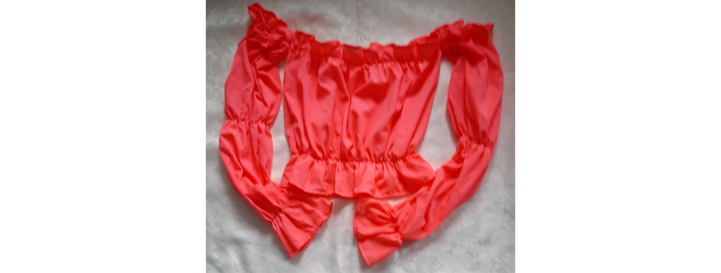 Coral Off-the-Shoulder Ruffle Crop Top - photo 2