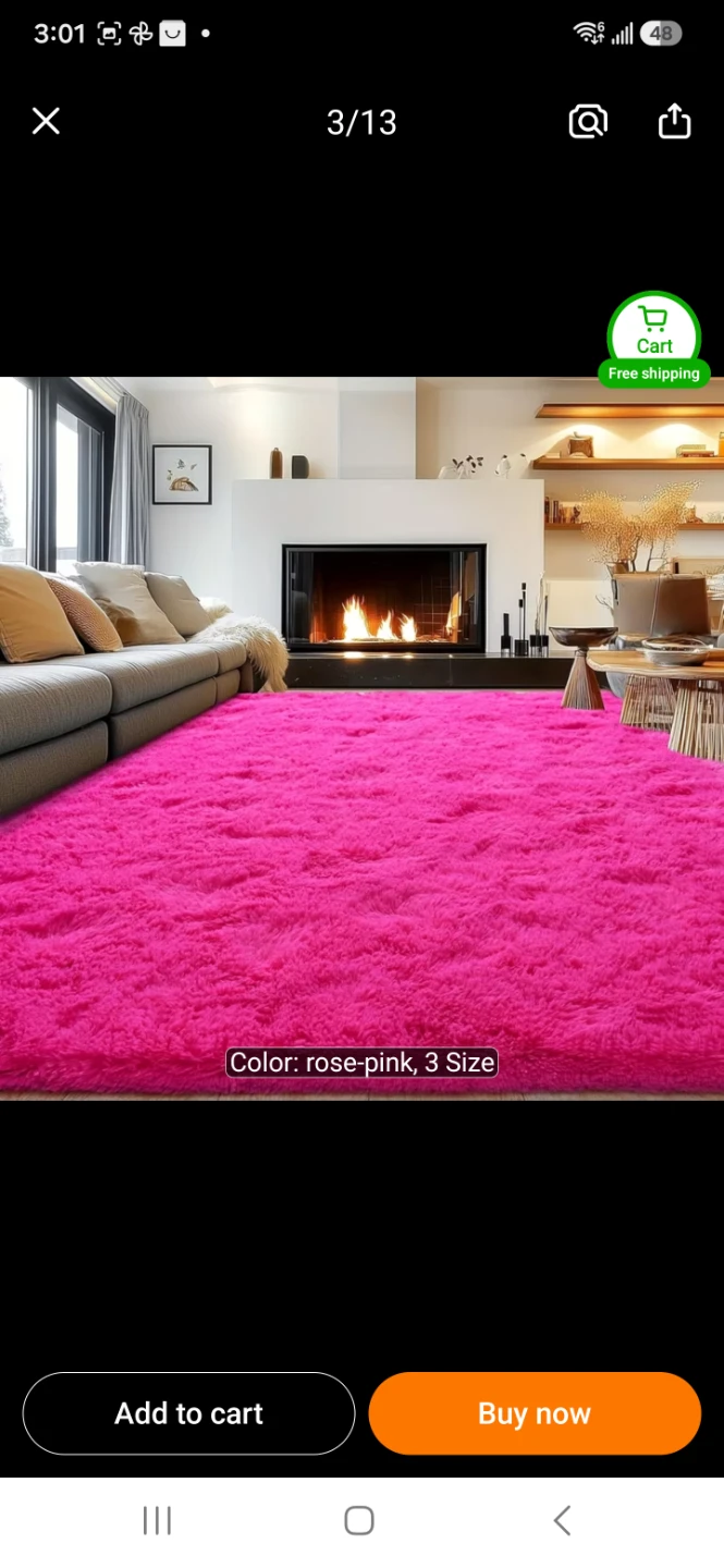Fluffy pink rug.like new.
