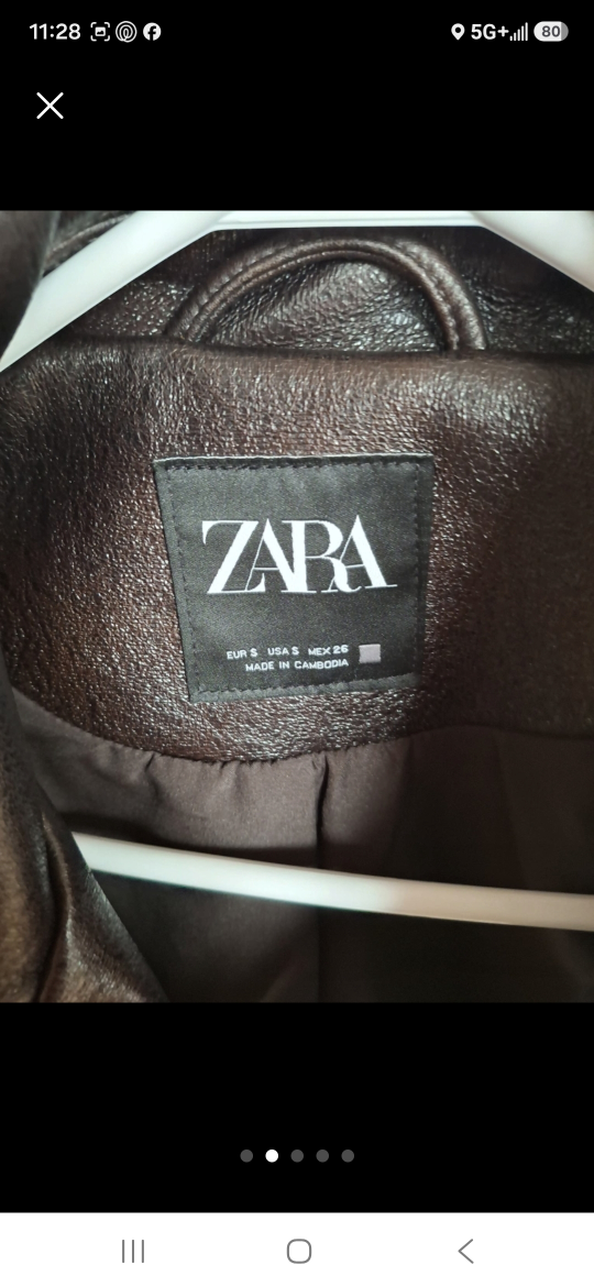 Zara Brown Faux Leather Biker Jacket - photo 2