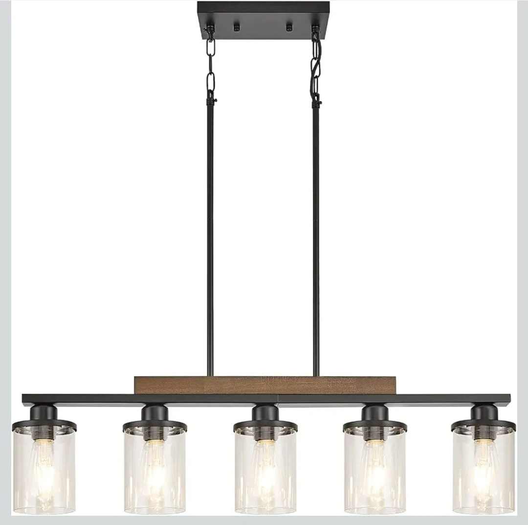 5-Light Industrial Farmhouse Kitchen Island Pendant Light