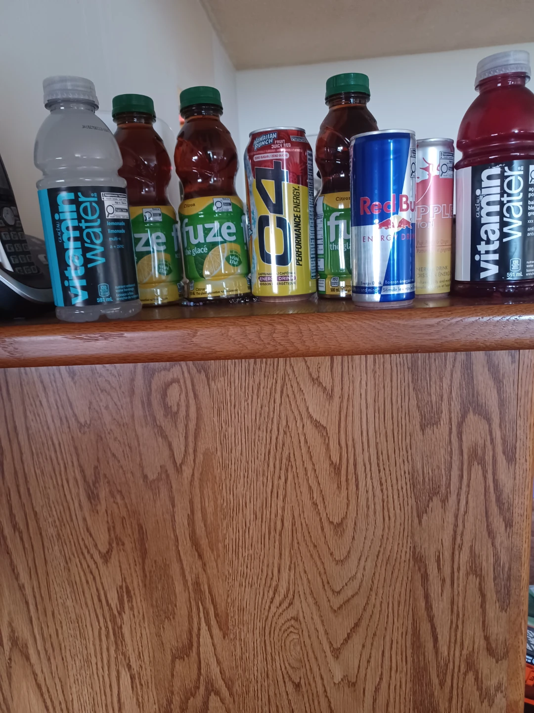 Vitamin Water, Fuze, and Red Bull Drinks