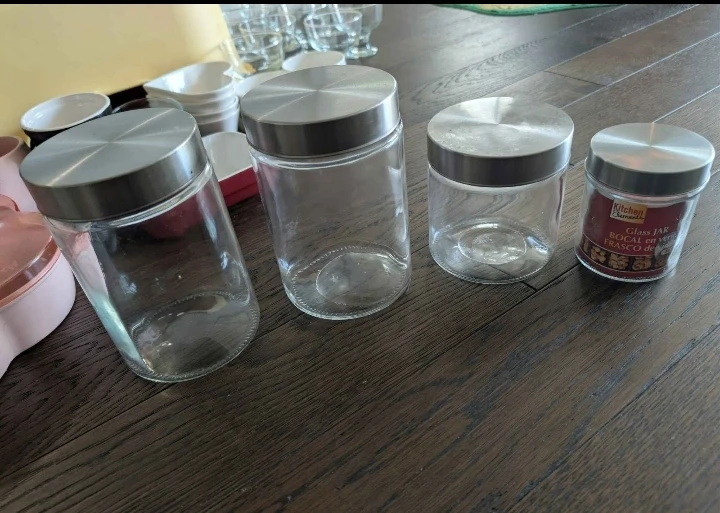 Set of 4 Kitchen Elements Glass Jars