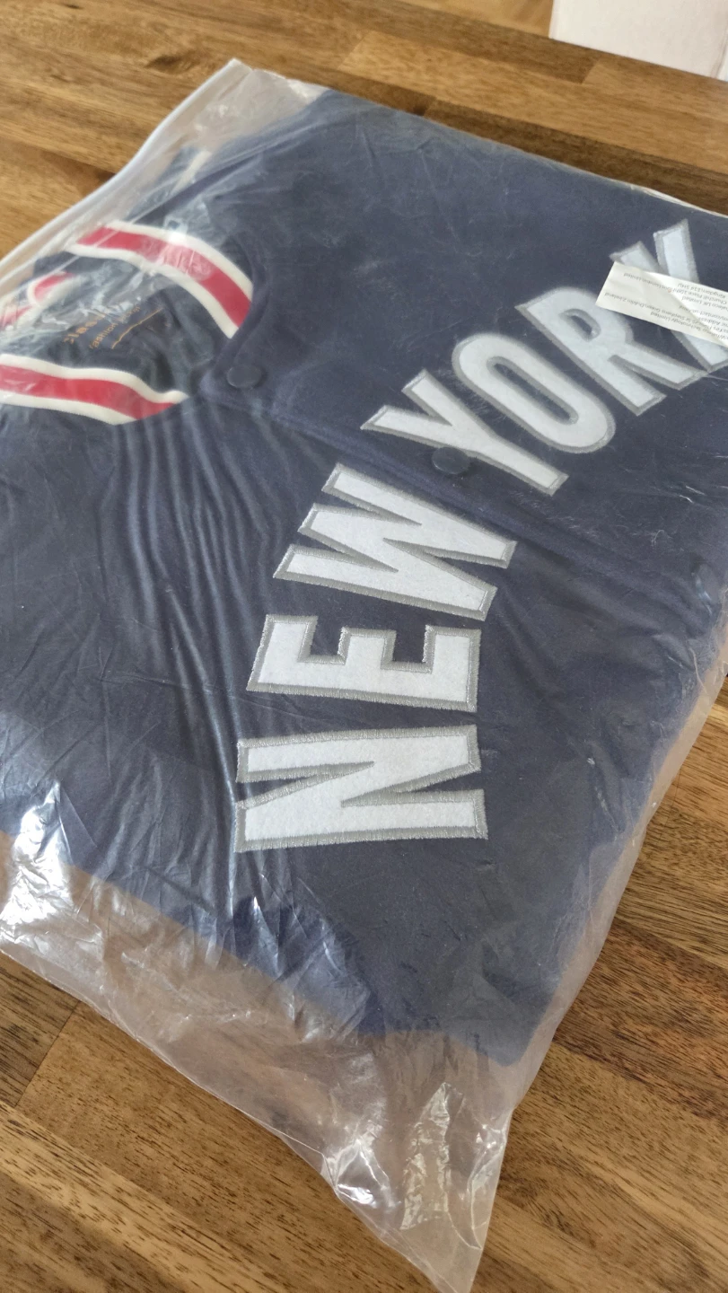 New York Baseball Varsity Jacket – Navy & White – Size L *new - photo 5