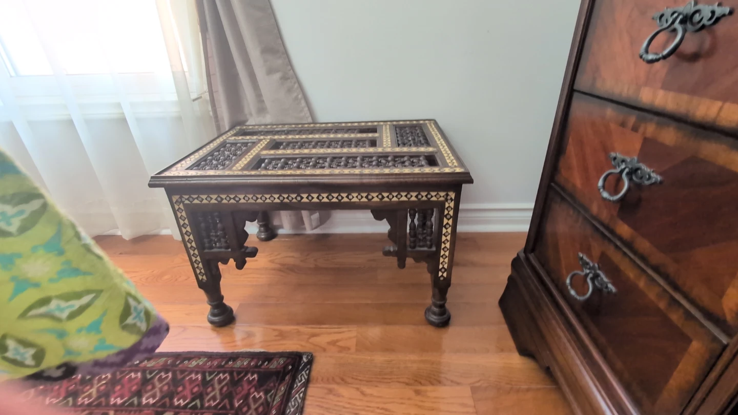 Ornate Wooden Side Table with Inlay - photo 4