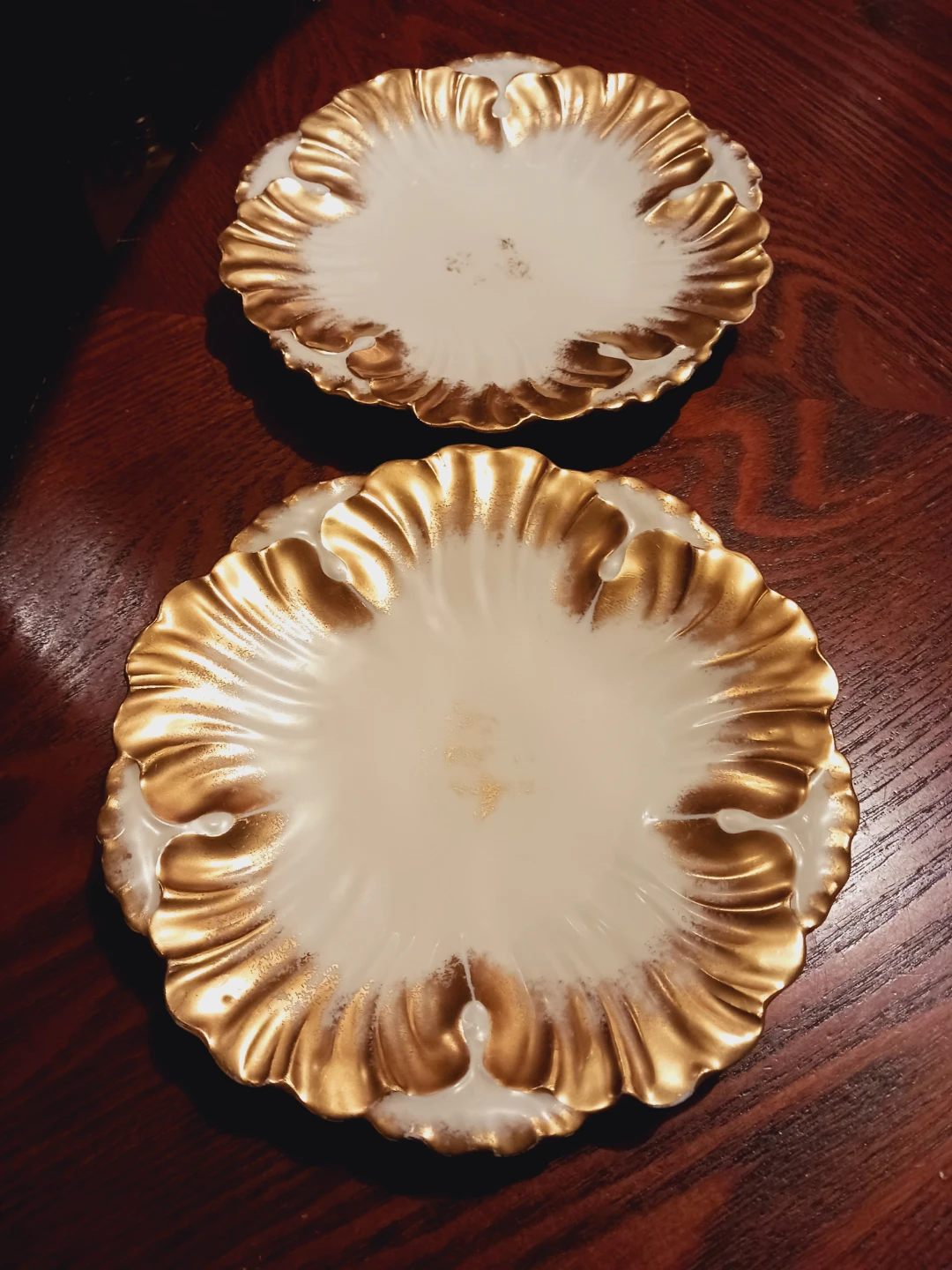 Set of 2 Limoges France Gilded Porcelain Plates