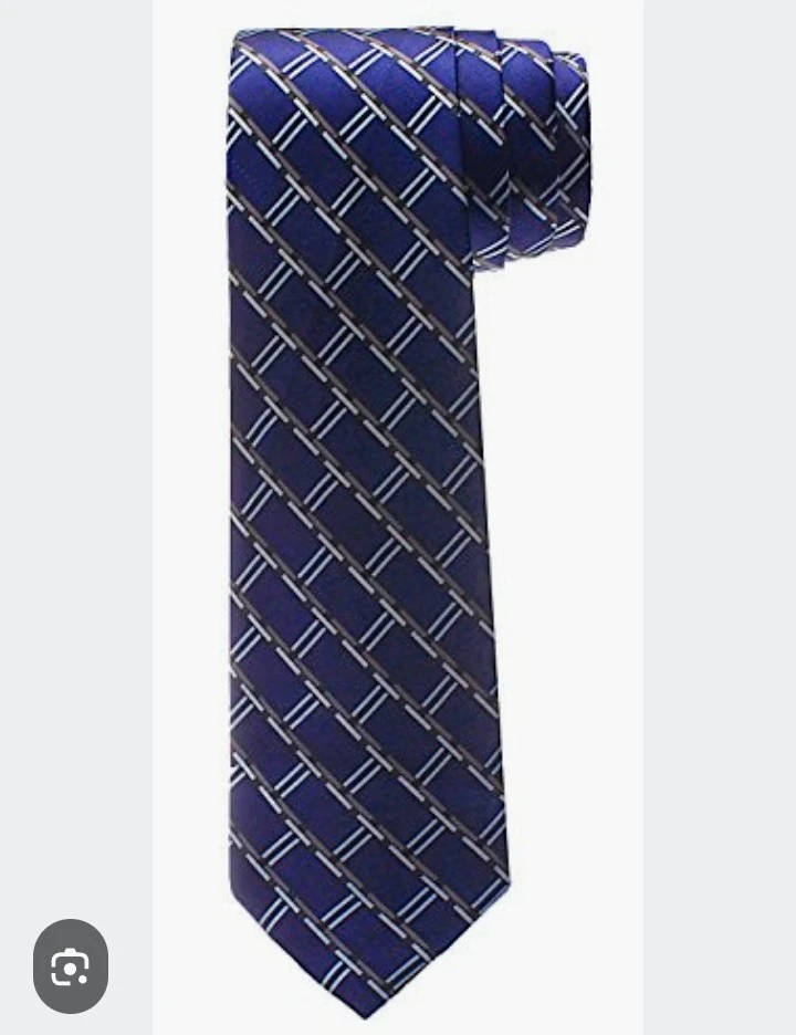 Robert Scott Adams Men's Navy Blue Geometric Grid Dress Tie - photo 5