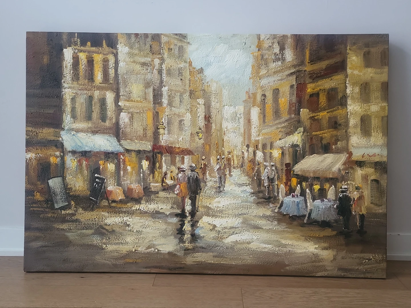 Large Original Oil Painting - Paris Street Scene 47" x 31"