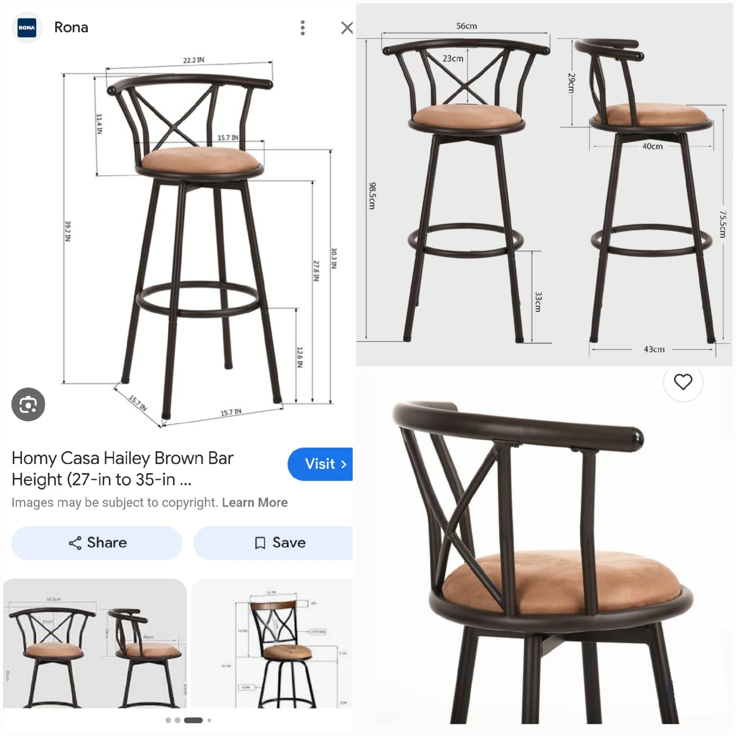 ✴️ (2X units) Homy Casa Bar Stools (Set of 2) - photo 3