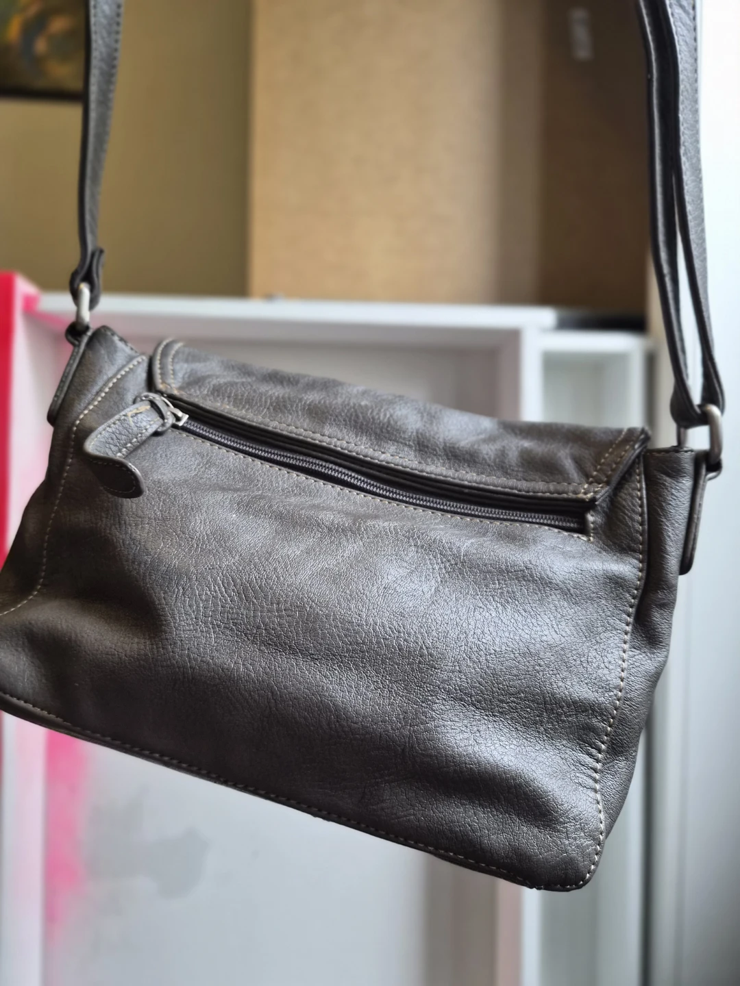 Vintage-Style Grey Brown Crossbody Purse – Retro Shoulder Bag - photo 5