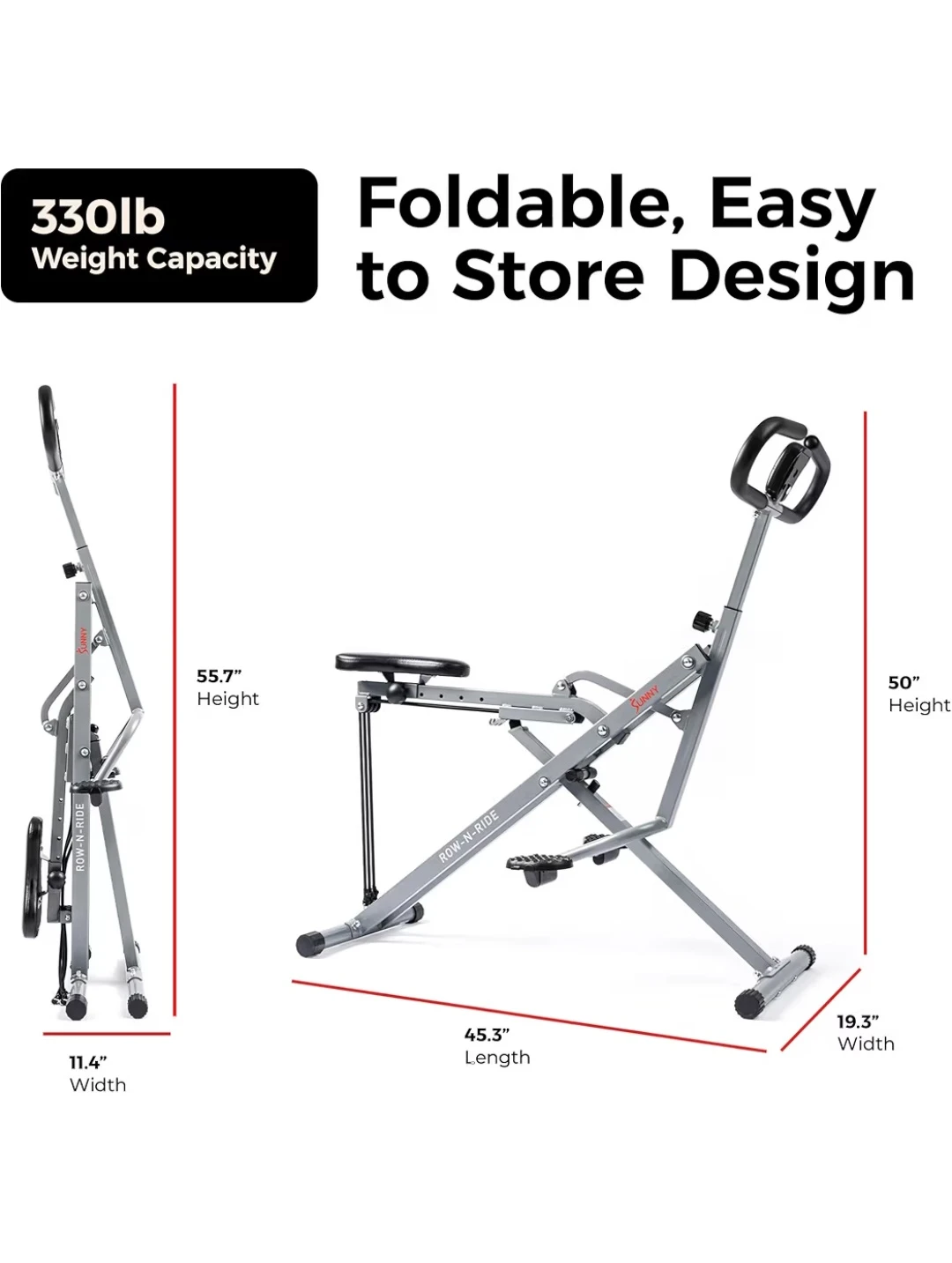 Sunny Health & Fitness Row-N-Ride Squat Assist Trainer - photo 3