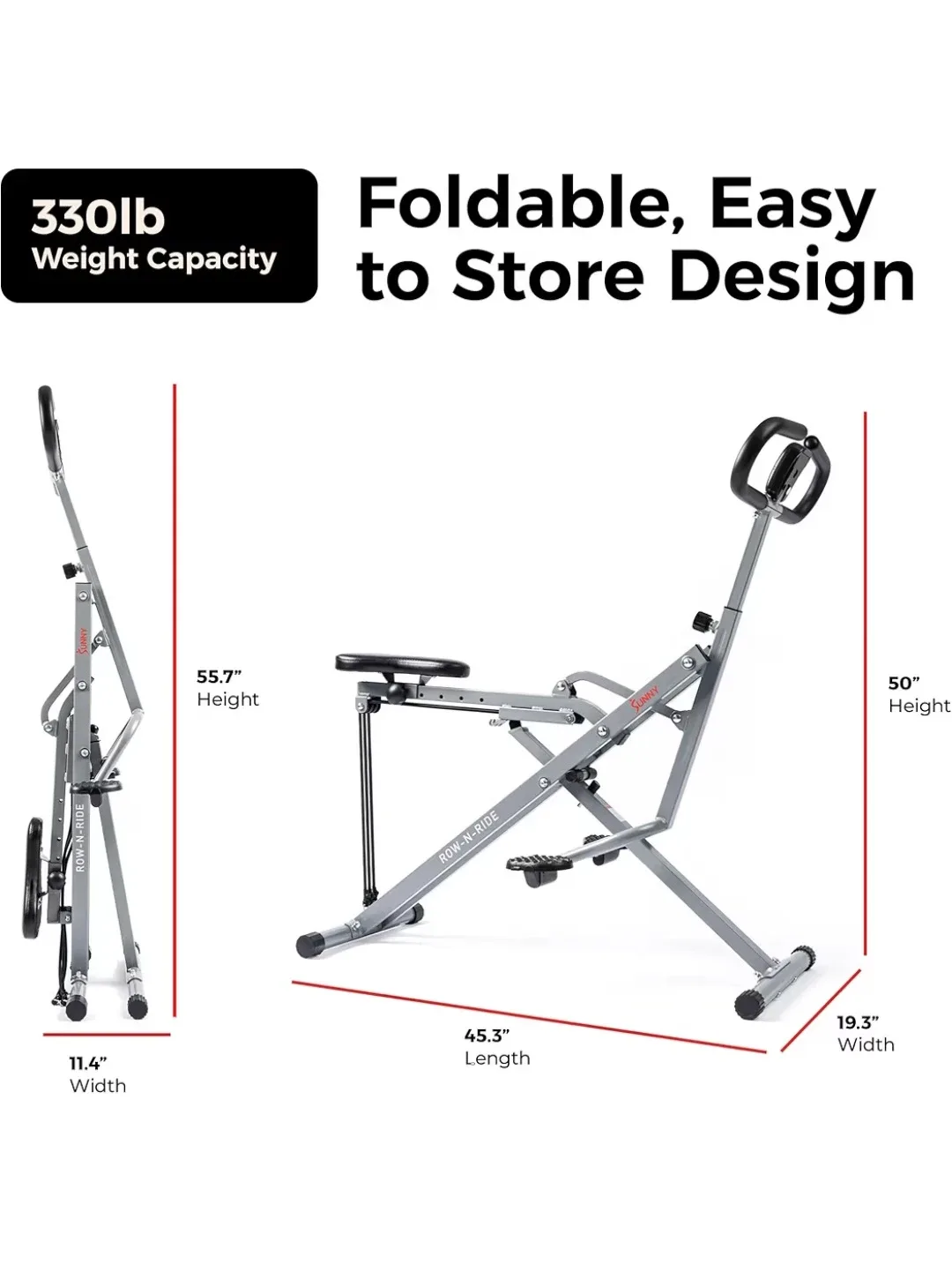 Sunny Health & Fitness Row-N-Ride Squat Assist Trainer - photo 3