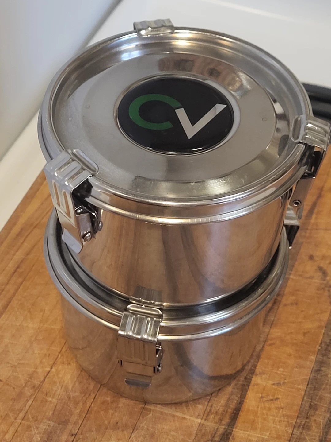 Two CV Stainless Steel Food Storage Containers