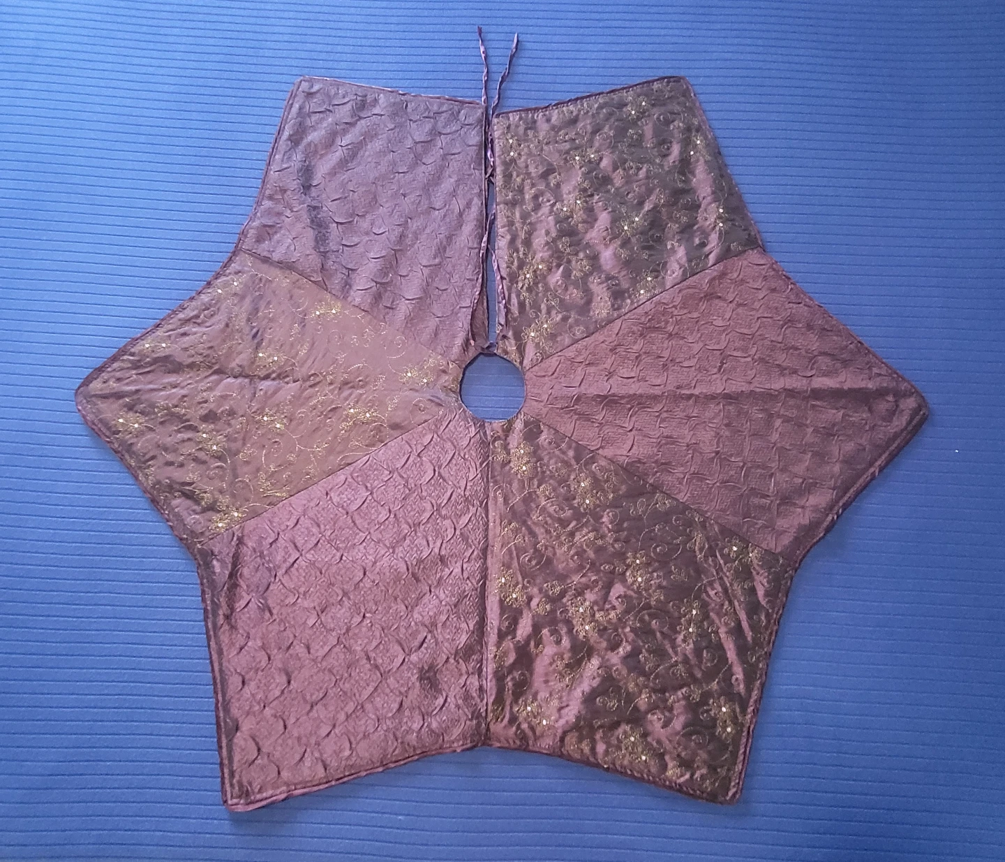 Rich Plum Embroidered Christmas Tree Skirt #1