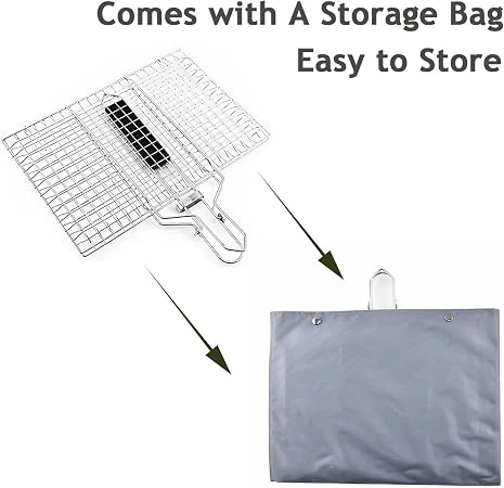 Folding BBQ Grilling Basket with Storage Bag - photo 3