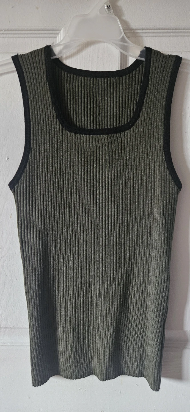 Olive Green Ribbed Tank Top