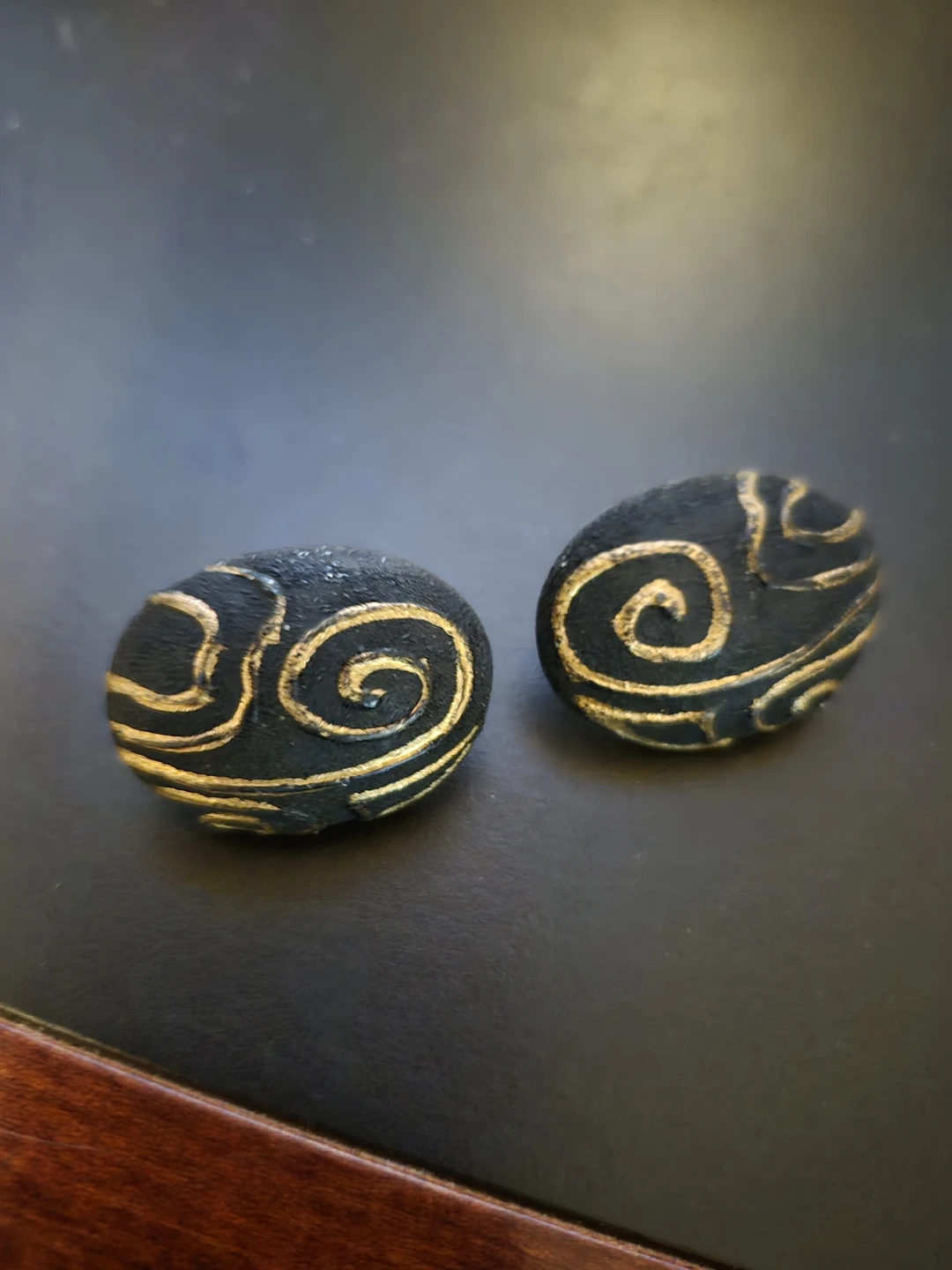 Black and Gold Swirl Ear Clips