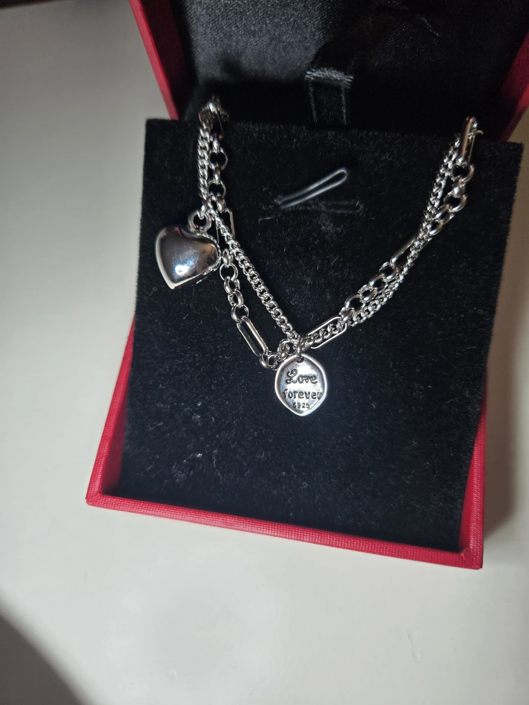 S925 Silver Heart Love Forever Layered Bracelet - photo 3