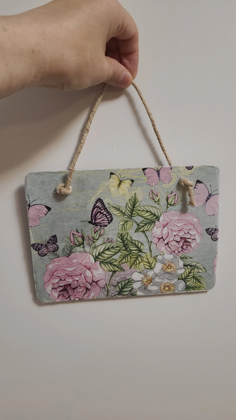 Floral and Butterfly Hanging Wall Plaque