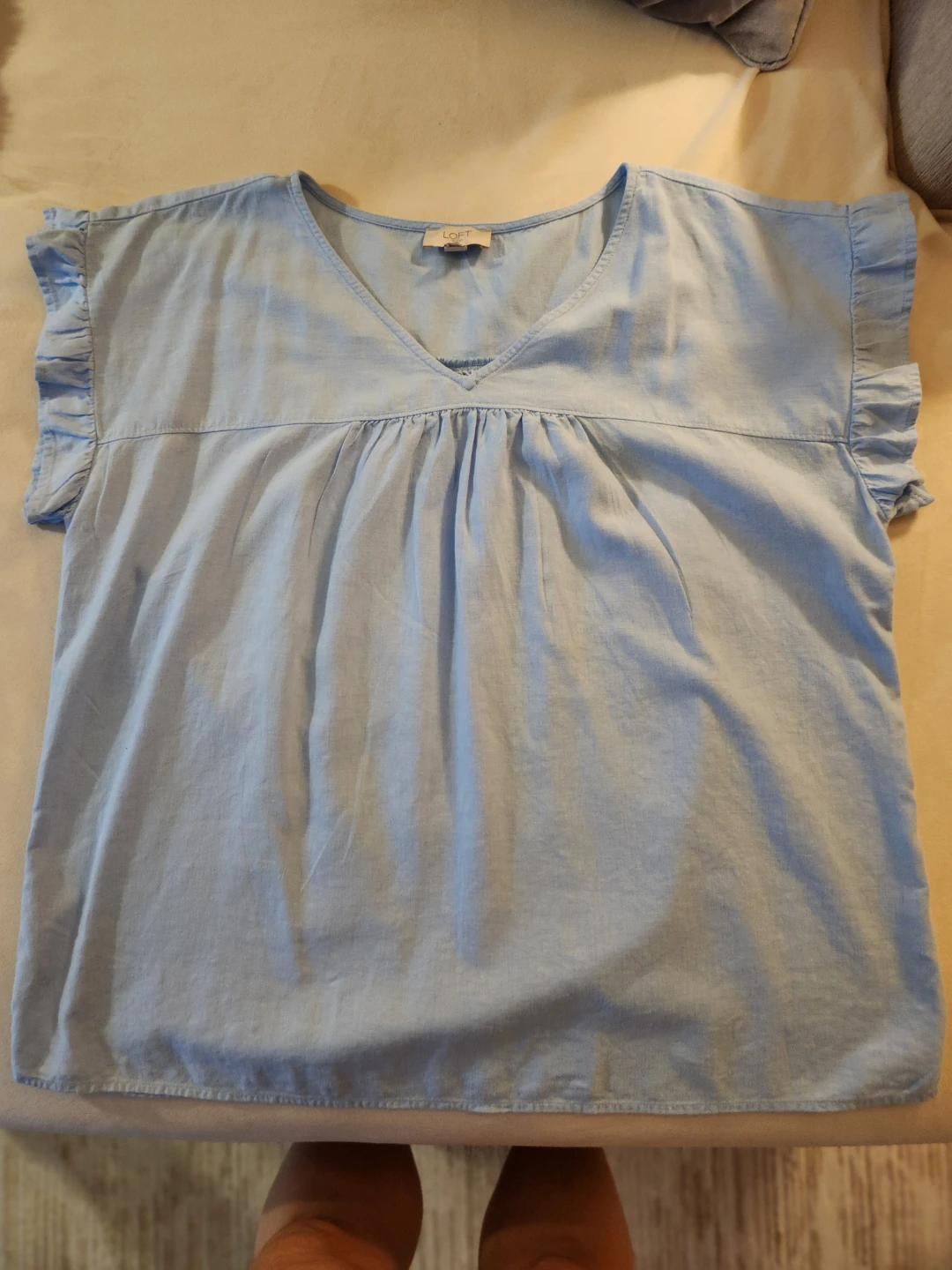 LOFT Outlet Light Blue Ruffle Sleeve Top