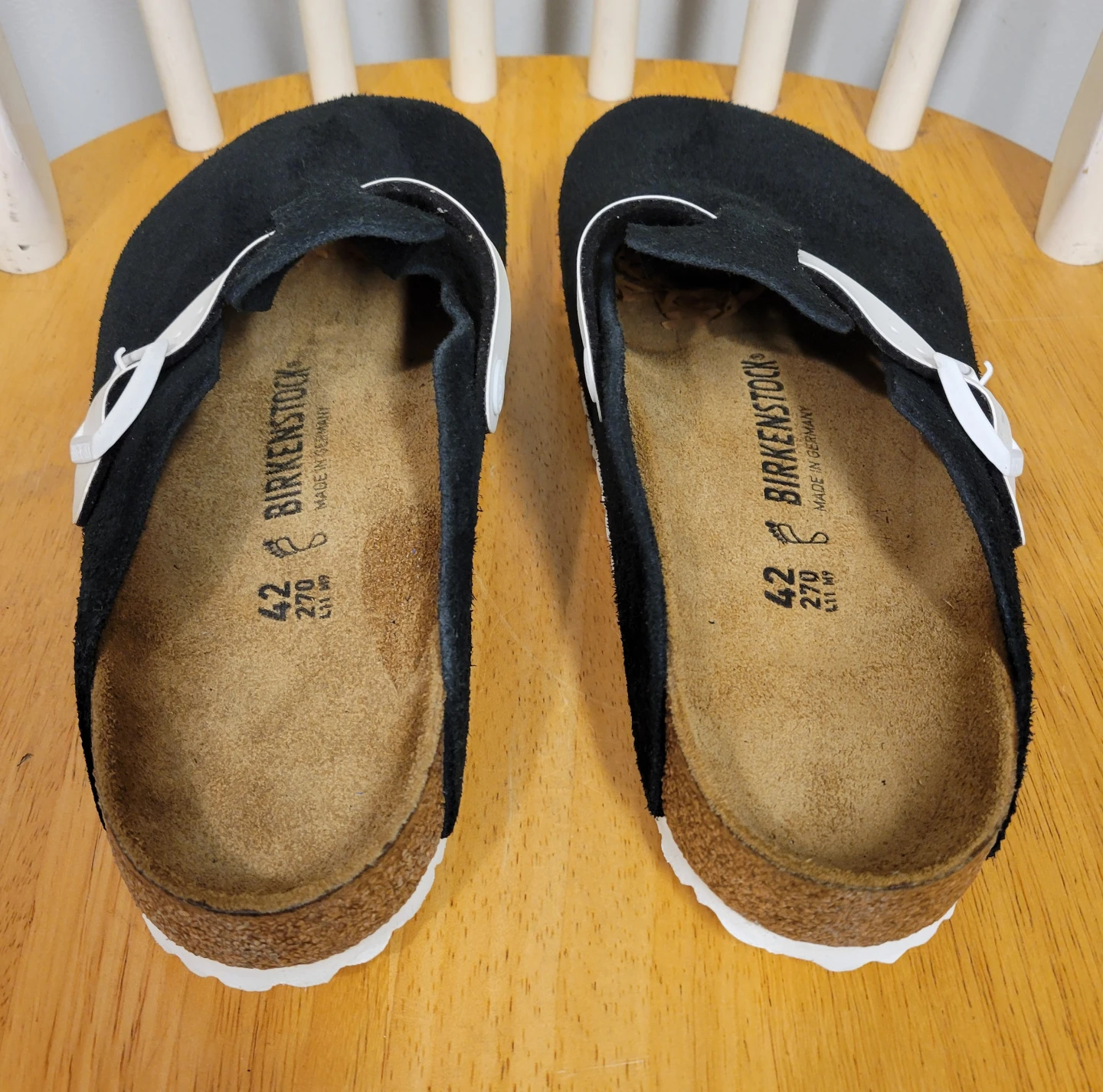 Birkenstock Boston Suede Clogs Black/White Size 42 / 9 Mens - photo 5