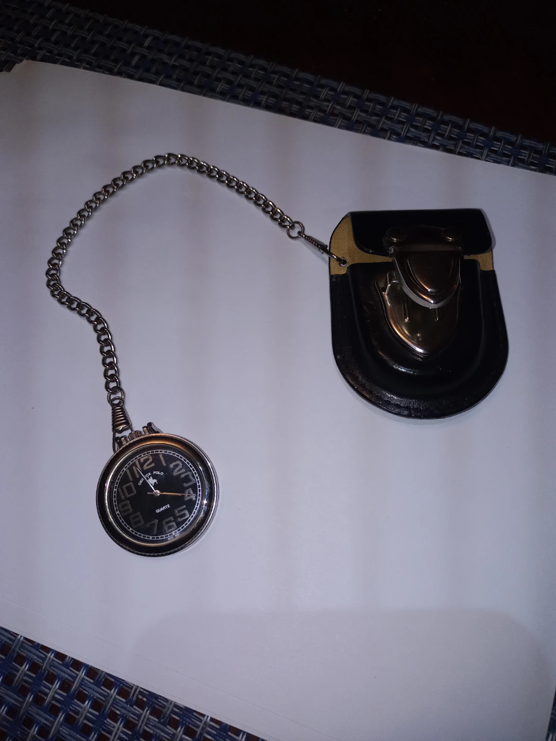 Osirock Quartz Pocket Watch With Leather Locking Case
