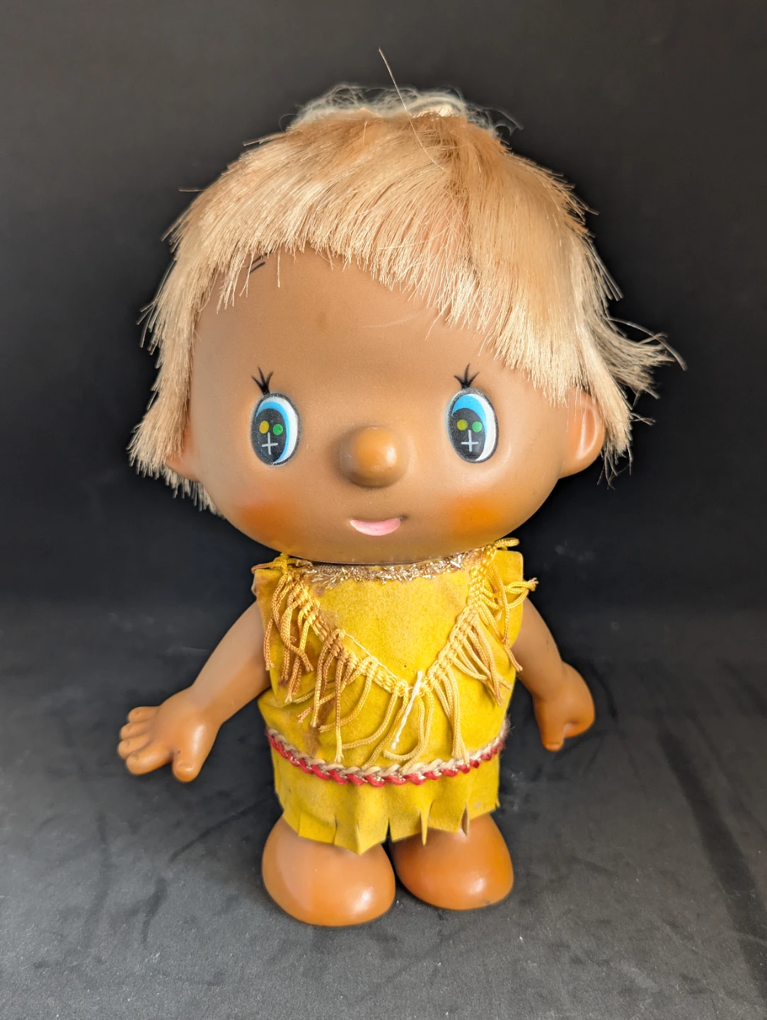 Vintage Japanese Vinyl Doll with Yellow Outfit