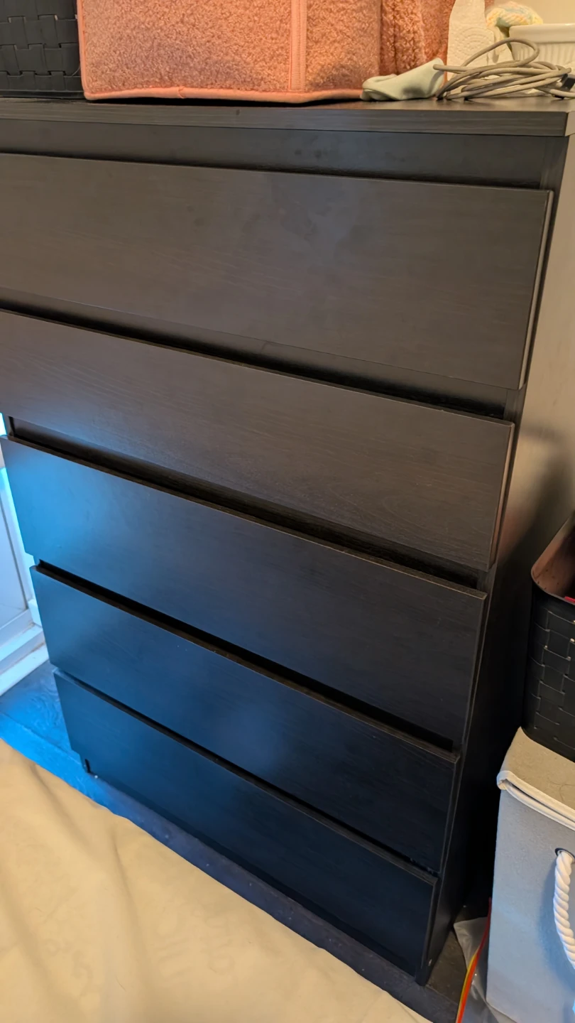 IKEA Malm 5-Drawer Chest Black-Brown