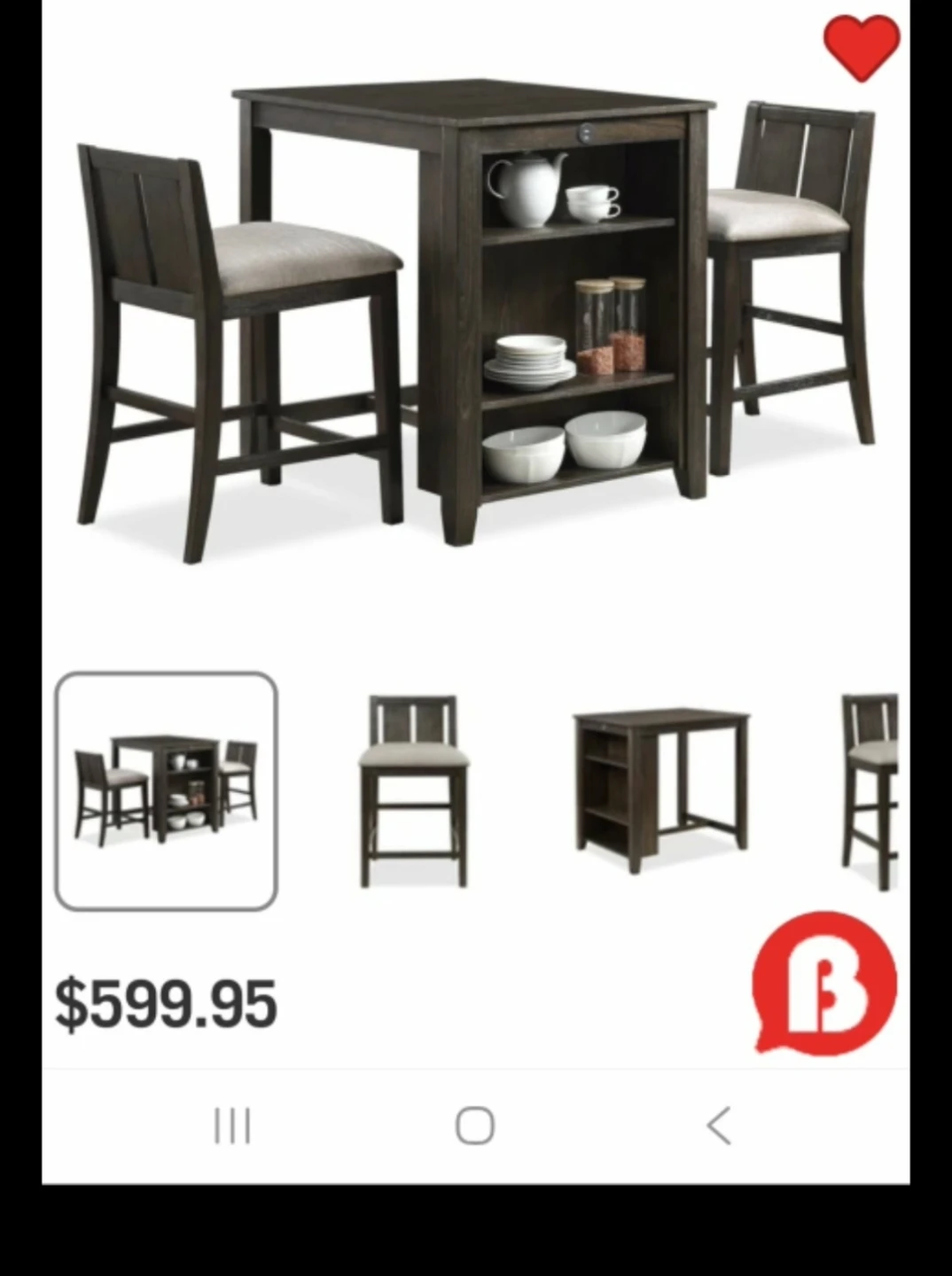Homelegance 3pc Counter-Height Dining Set