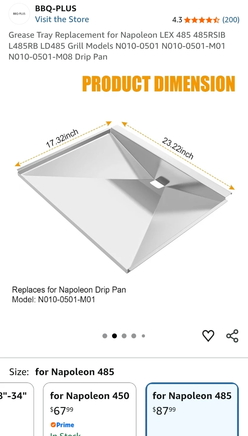 BBQ-PLUS Grease Tray for Napoleon 485 Series - photo 2