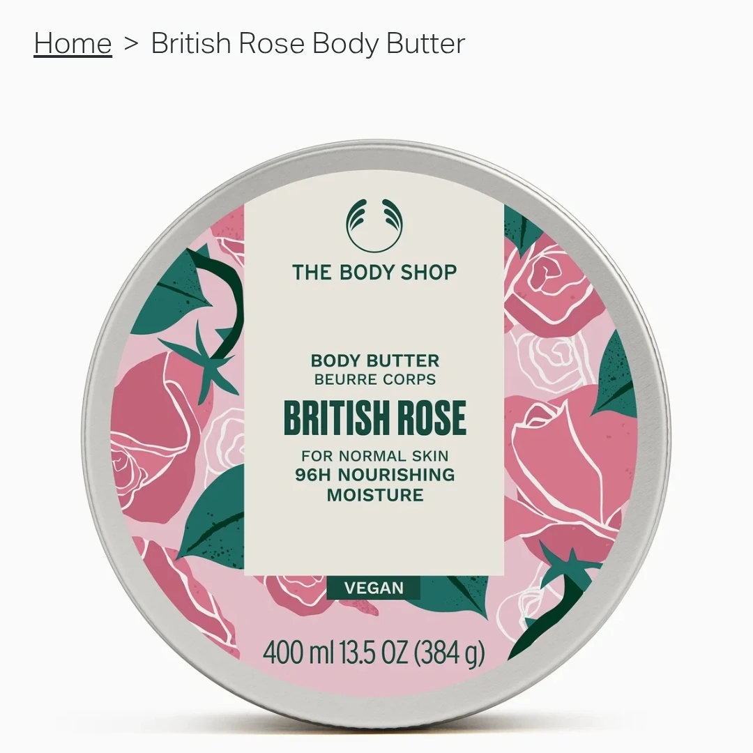BN the body shop British rose body butter 400ml