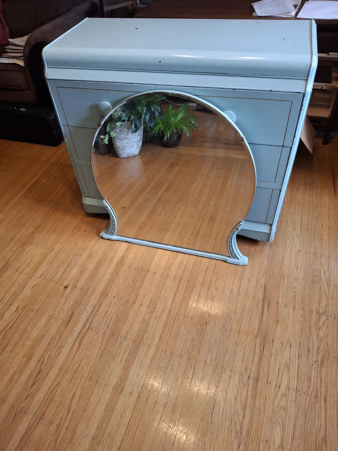Vintage Light Blue Wooden Dresser with Mirror - photo 4