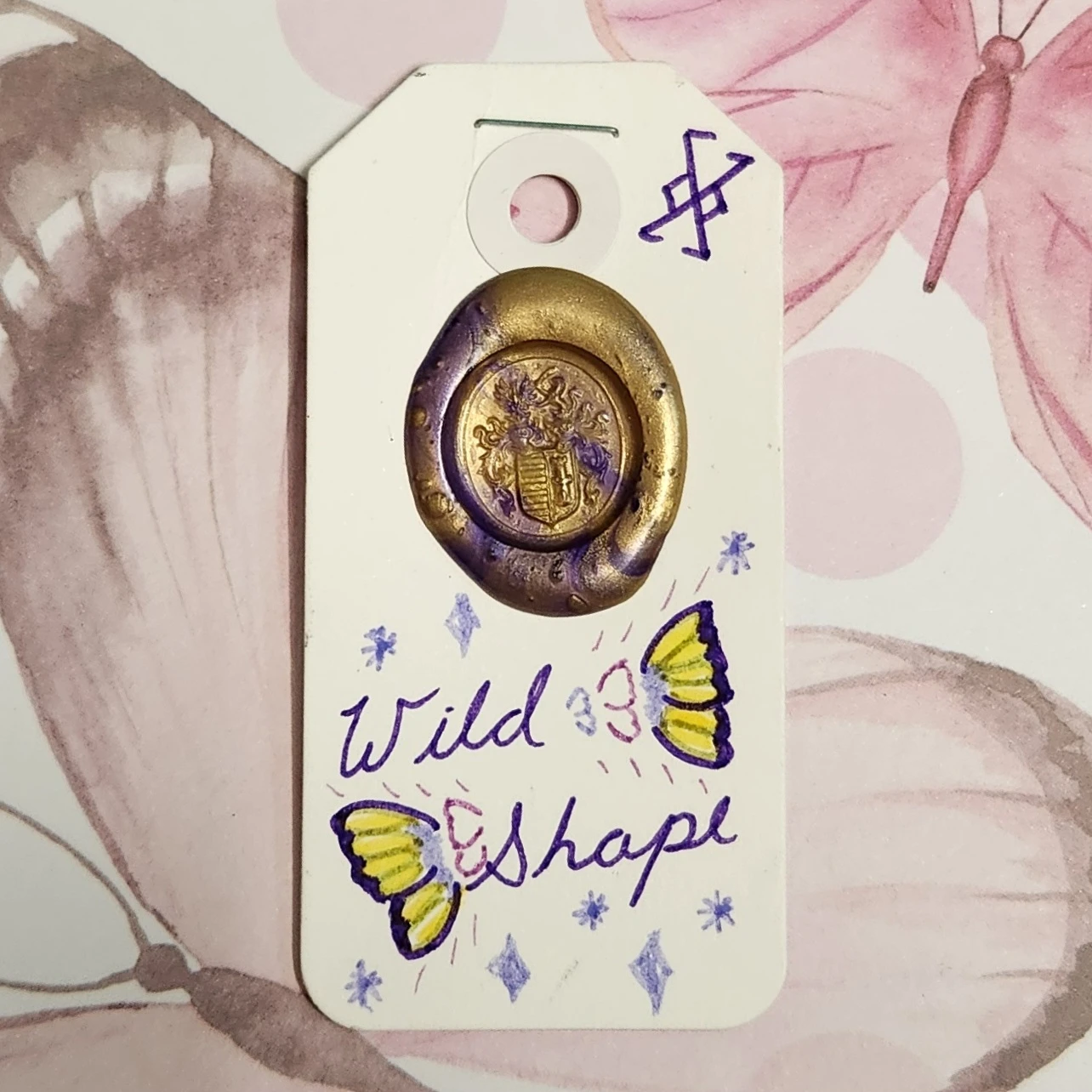 Purple D20 Die Earrings with Butterflies - photo 3