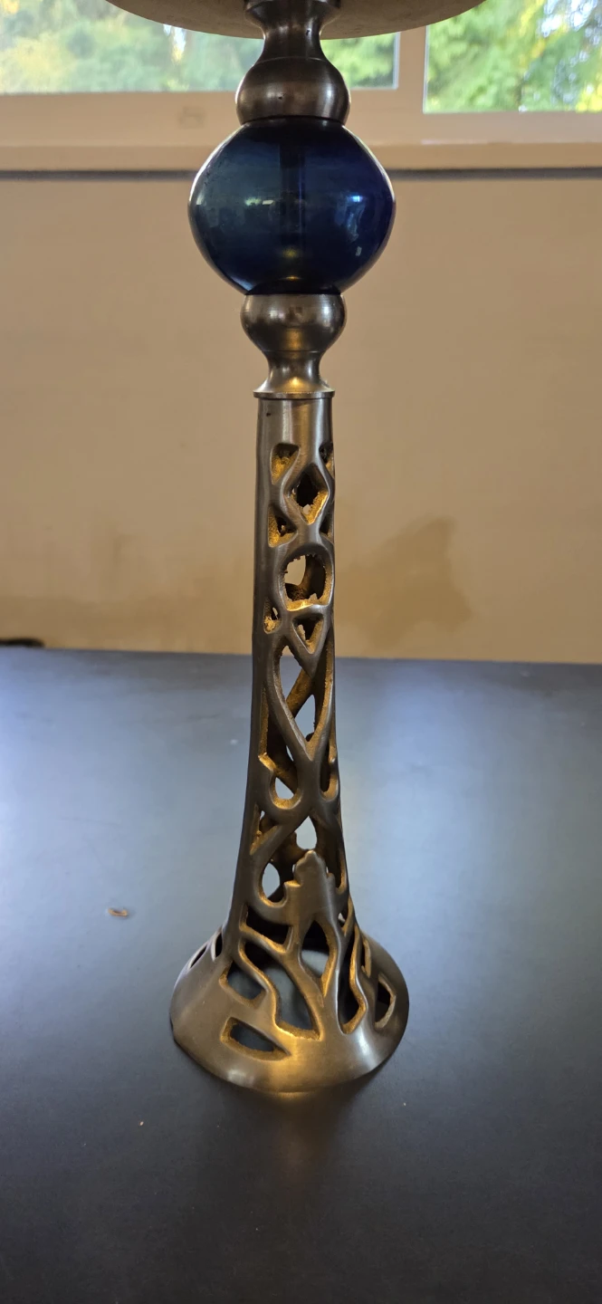 Metal and blue glass pillar candle holder - photo 3