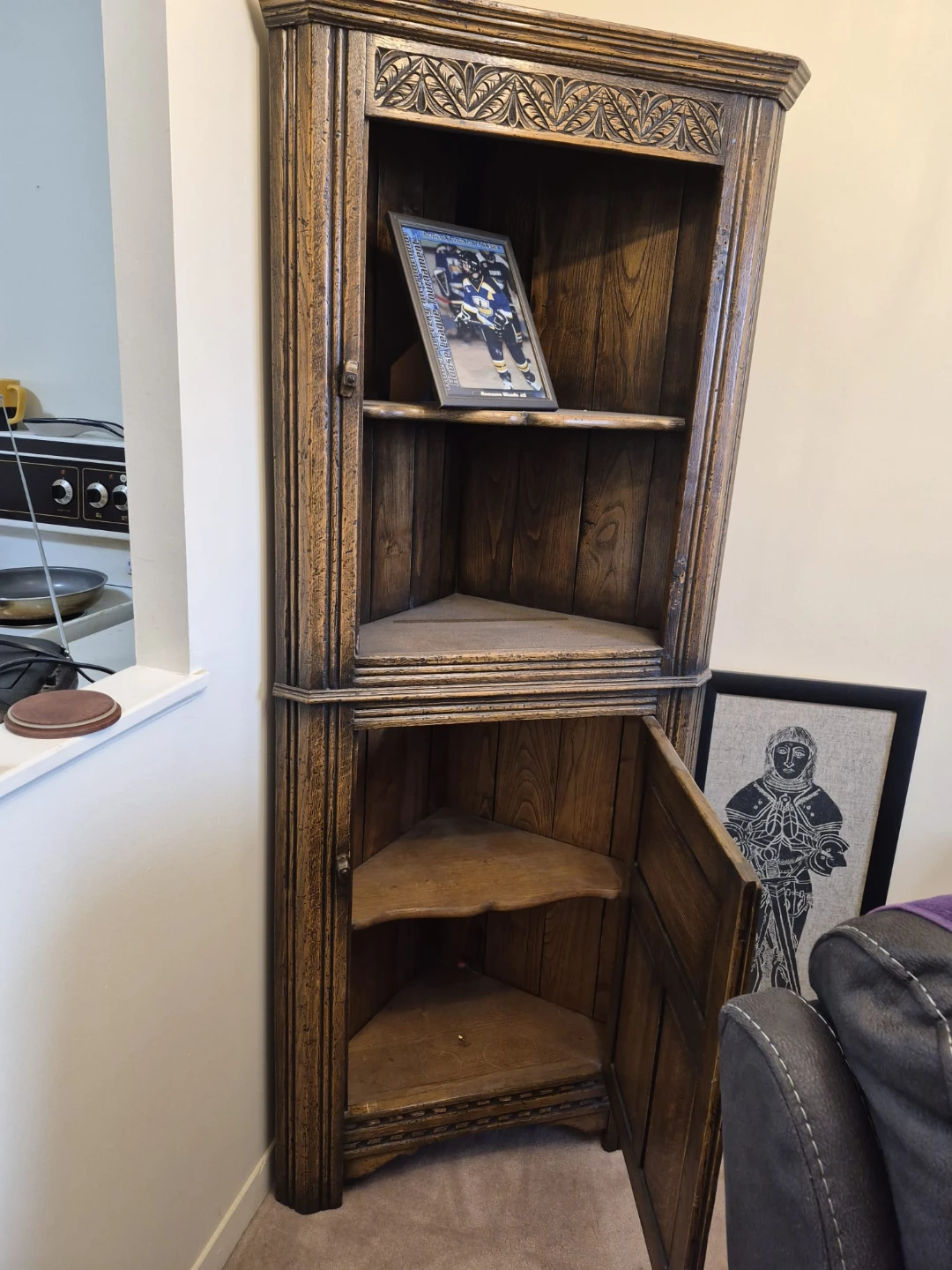 Vintage Wooden Corner Cabinet. From England.