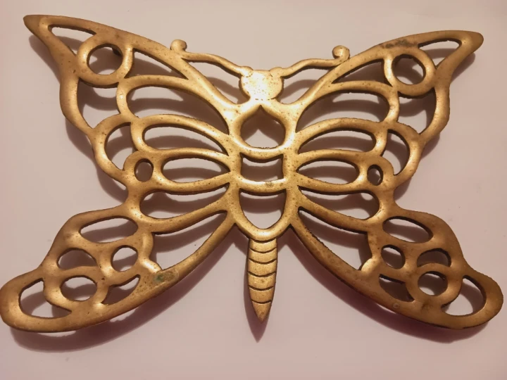 Old Vintage Brass Butterfly Trivet