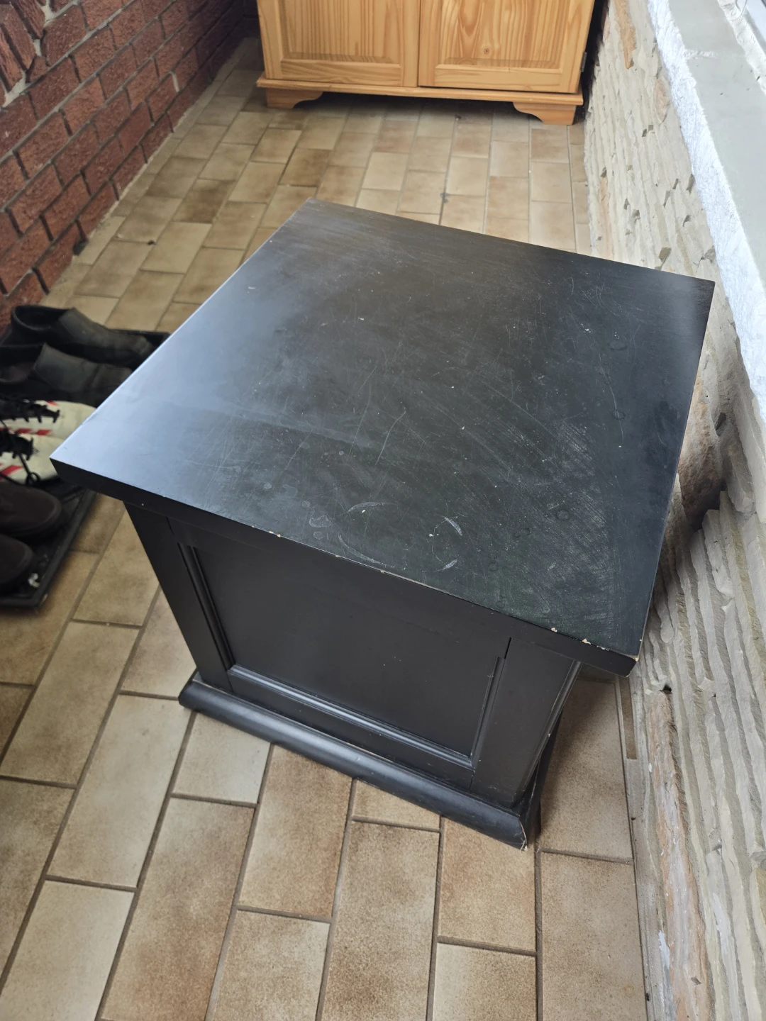 Black Wooden Storage Ottoman - photo 2