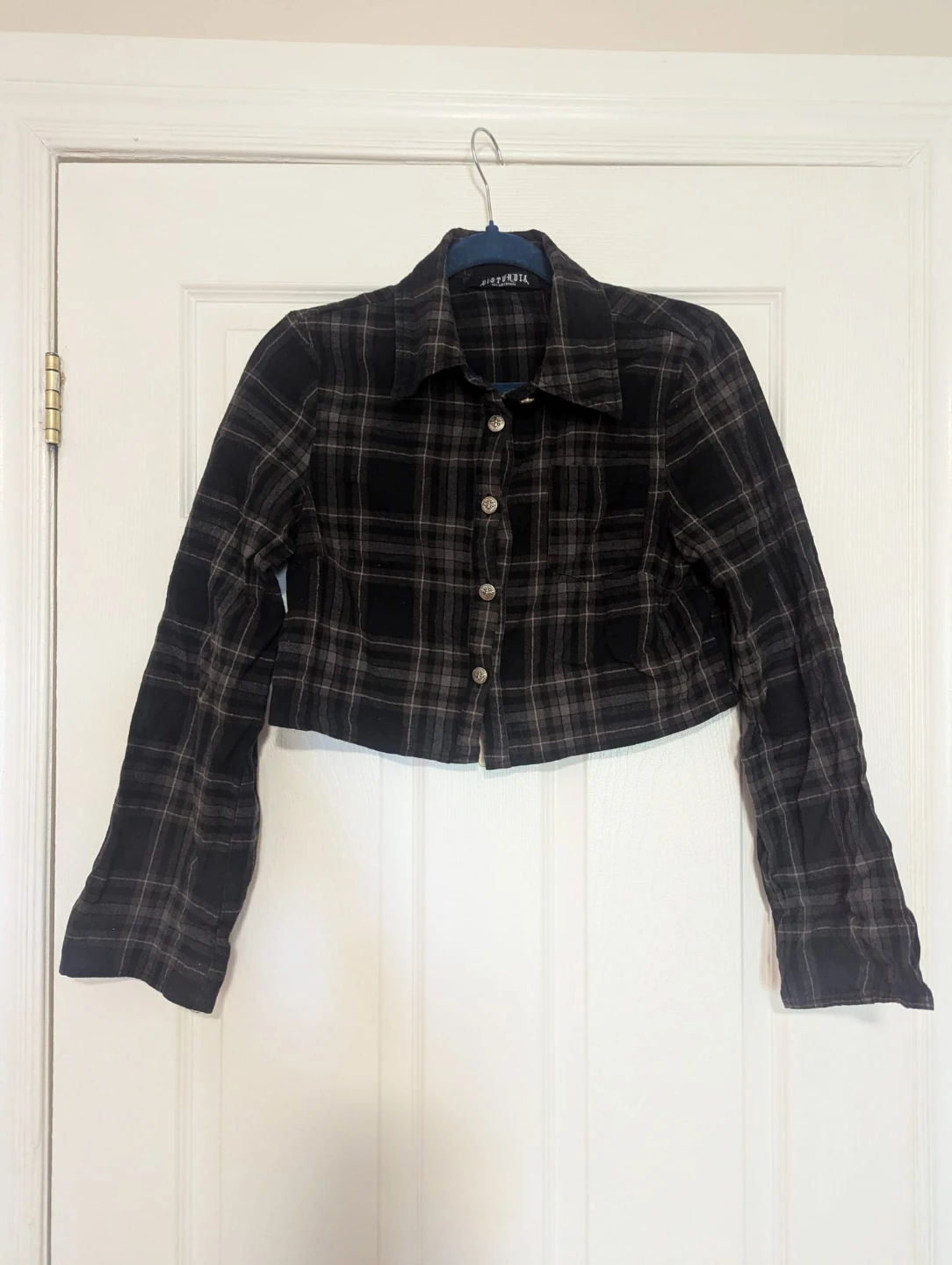 Disturbia Plaid Cropped Shirt