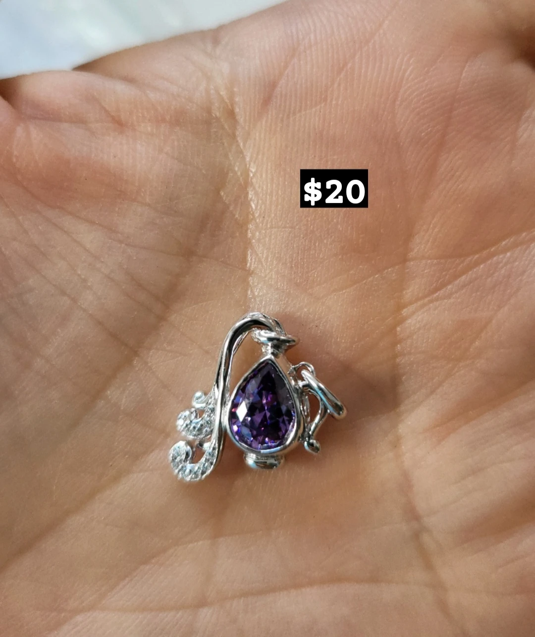 Aquarius Zodiac Pendant with Purple Stone