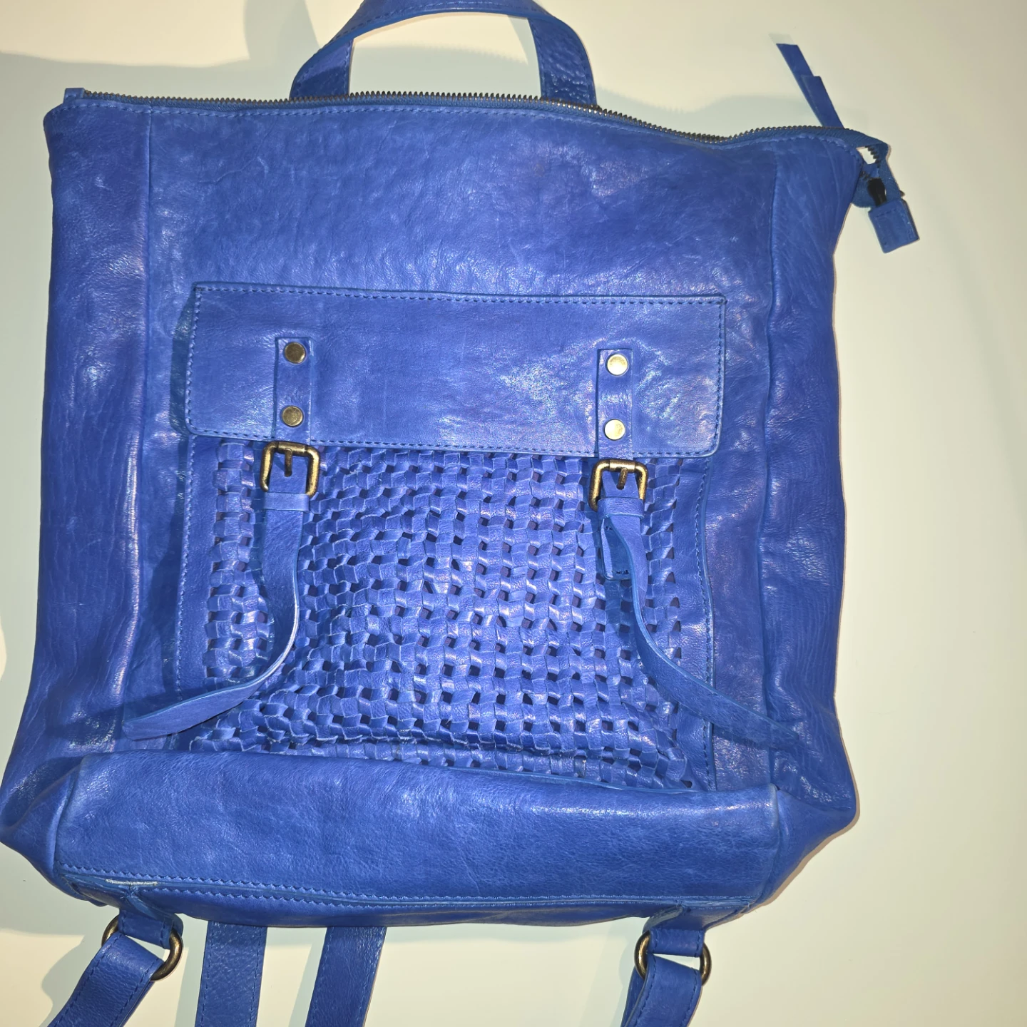 Nino Bossi Blue Genuine Leather  Backpack