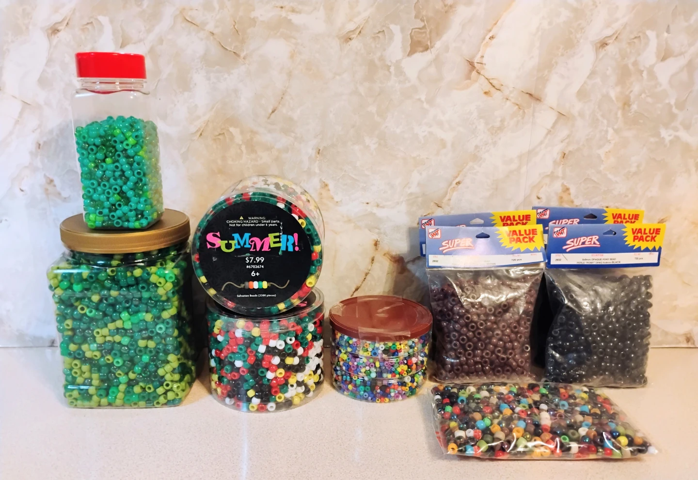 ROUND PONY BEADS – ASSORTED SIZES & COLORS
